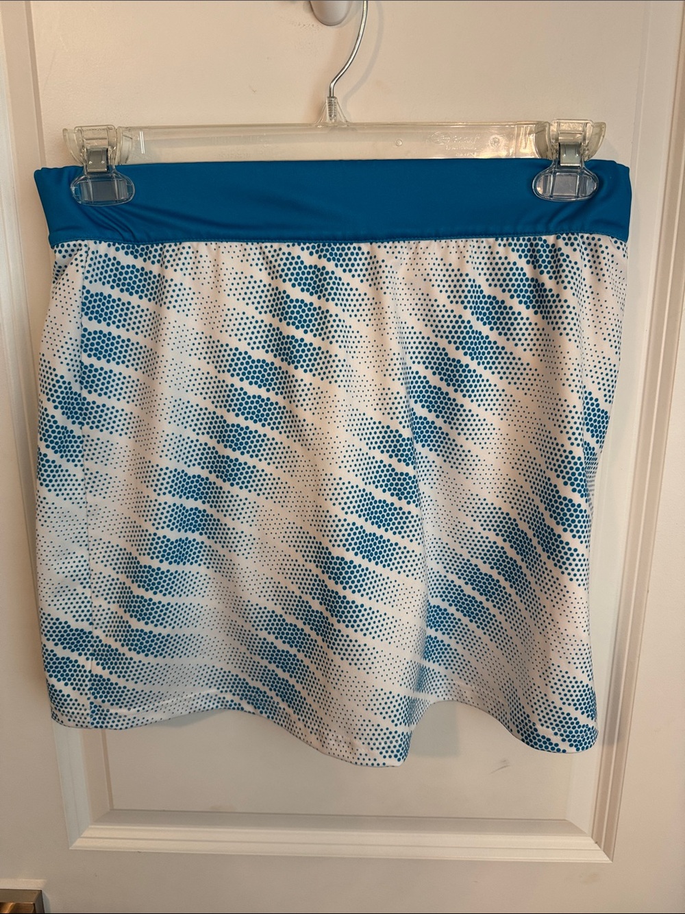Blue & White Printed Active Skort with Solid Waistband